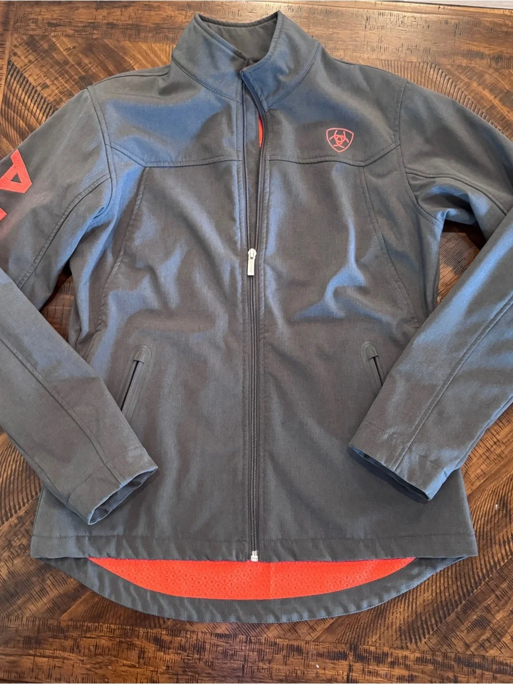 Ariat Women's Charcoal Softshell Jacket with Orange Accents - Picture 1 of 7